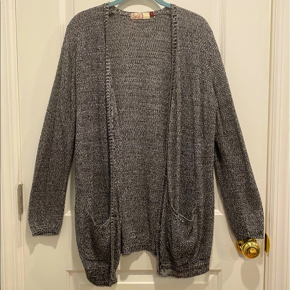 Gray Knit Cardigan with Pockets